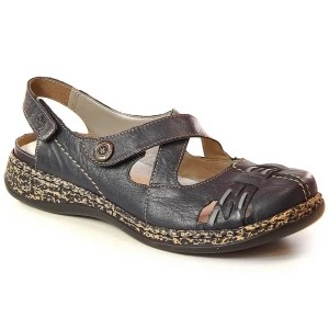 Zdjęcie produktu Skórzane komfortowe sandały damskie na rzep granatowe Rieker 46377-14 niebieskie