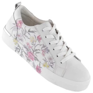 Zdjęcie produktu Skórzane półbuty damskie sportowe sneakersy w kwiaty Filippo DP6056 białe