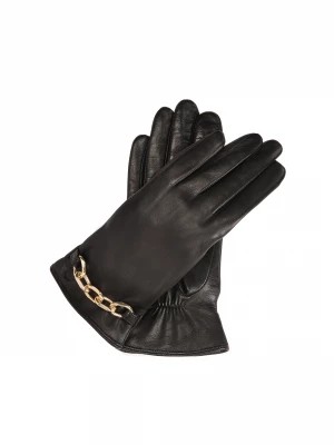 Zdjęcie produktu Skórzane rękawiczki z ozdobnym łańcuszkiem Kazar