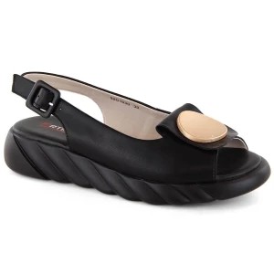 Zdjęcie produktu Skórzane sandały damskie komfortowe na platformie czarne Artiker 52C1630