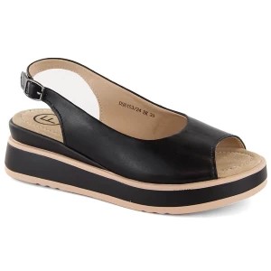 Zdjęcie produktu Skórzane sandały damskie na platformie czarne Filippo DS6153