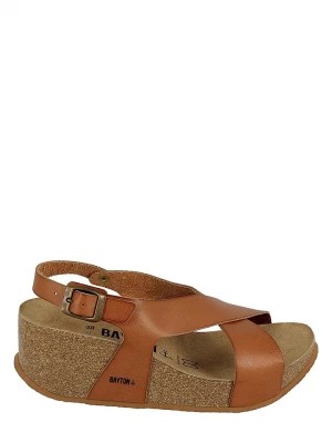 Zdjęcie produktu BAYTON Skórzane sandały "Rea" w kolorze brązowym na koturnie rozmiar: 40