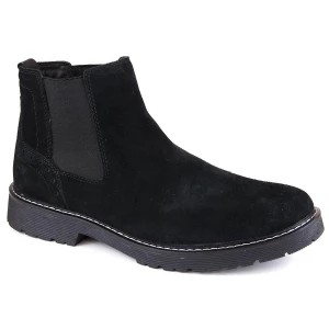 Zdjęcie produktu Skórzane zamszowe buty sztyblety męskie wsuwane czarne Filippo MBT5003