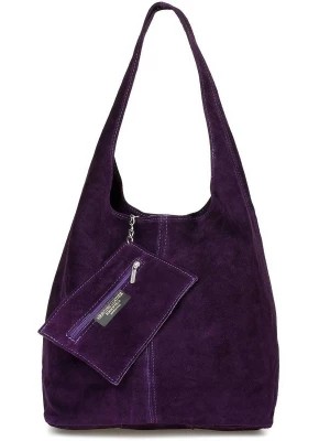 Zdjęcie produktu Śliwka zamszowa torebka damska skórzana na ramię z saszetką fioletowy Merg