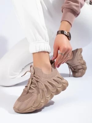 Zdjęcie produktu Sneakersy damskie materiałowe brązowe Shelvt