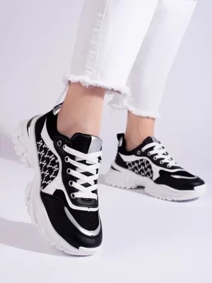 Zdjęcie produktu Sneakersy damskie na grubej podeszwie czarno-białe Shelvt