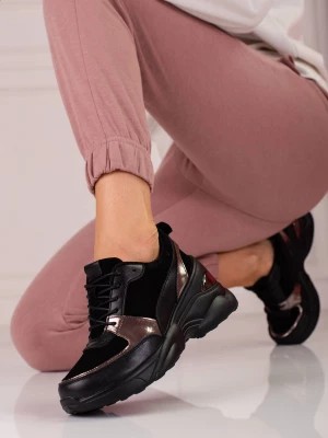 Zdjęcie produktu Sneakersy skórzane damskie czarne Shelovet Merg