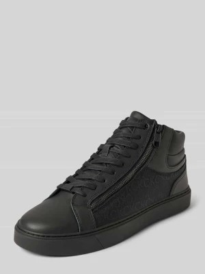 Zdjęcie produktu Sneakersy skórzane wysokie z zapięciem na zamek błyskawiczny model ‘LACE UP’ CK Calvin Klein