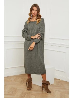 Zdjęcie produktu So Cachemire Sukienka dzianinowa "Fastidius" w kolorze oliwkowym rozmiar: XL