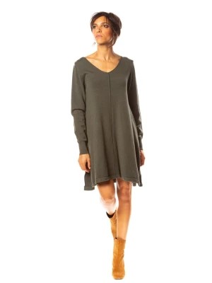 Zdjęcie produktu So Cachemire Sukienka dzianinowa "Liraz" w kolorze oliwkowym rozmiar: XL