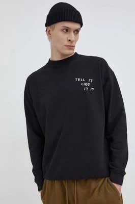 Zdjęcie produktu Solid bluza bawełniana męska kolor czarny z nadrukiem