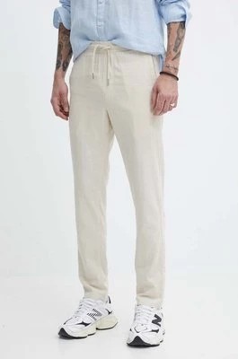 Zdjęcie produktu Solid spodnie lniane kolor beżowy proste