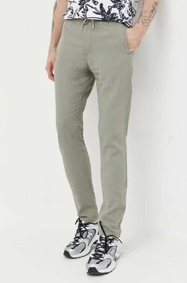 Zdjęcie produktu Solid spodnie lniane kolor zielony proste