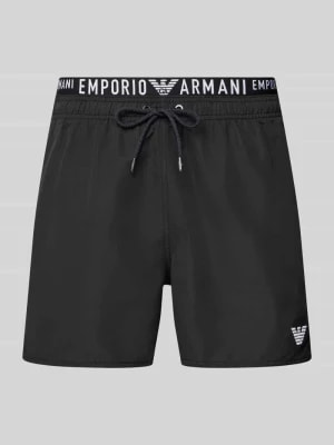 Zdjęcie produktu Spodenki kąpielowe z elastycznym paskiem z logo Emporio Armani