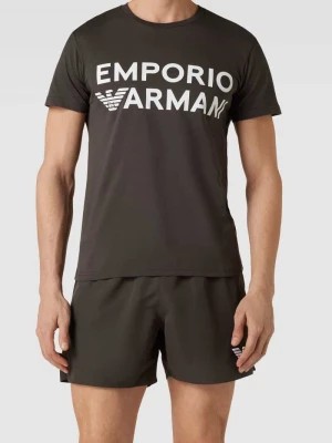 Zdjęcie produktu Spodenki kąpielowe z elastycznym paskiem z logo model ‘Double’ Emporio Armani