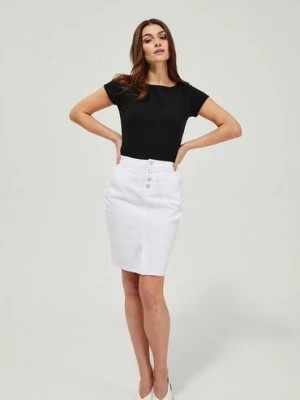 Zdjęcie produktu Spódnica damska prosta z wysokim stanem - biała Moodo