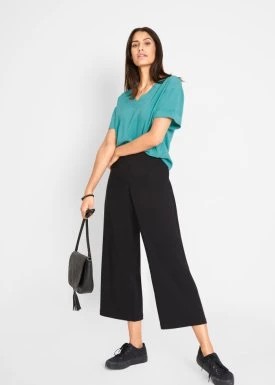 Zdjęcie produktu Spodnie culotte z szerokim, elastycznym paskiem bonprix