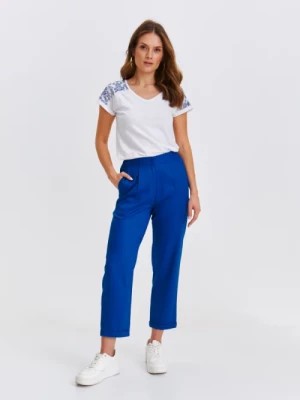 Zdjęcie produktu Proste spodnie damskie w niebieskim kolorze TOP SECRET