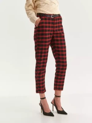 Zdjęcie produktu Spodnie damskie typu chino w czerwoną kratę TOP SECRET