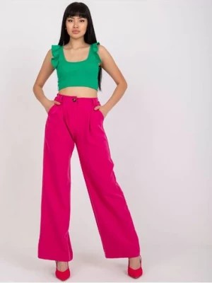 Zdjęcie produktu Spodnie damskie Wide Leg - fuksja Italy Moda