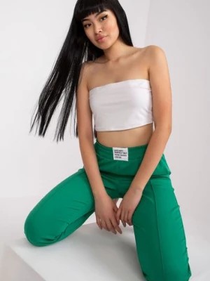 Zdjęcie produktu Spodnie damskie ze ściągaczami zielone Italy Moda