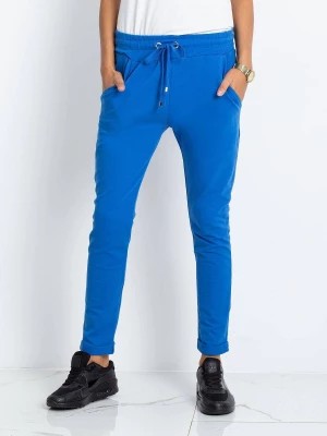 Zdjęcie produktu Spodnie dresowe ciemny niebieski casual sportowy nogawka prosta troczki wiązanie Merg