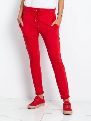 Zdjęcie produktu Spodnie dresowe czerwony casual sportowy nogawka prosta troczki wiązanie Merg