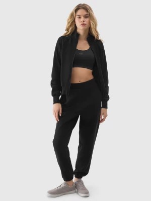Zdjęcie produktu Spodnie dresowe joggery z bawełną organiczną damskie - czarne 4F
