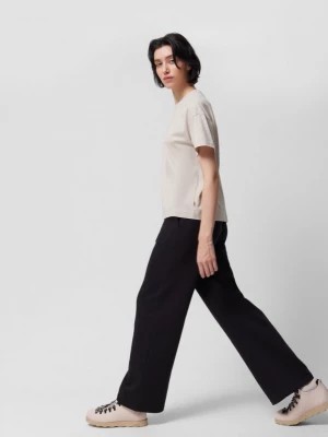 Zdjęcie produktu Spodnie dresowe z szerokimi nogawkami damskie - czarne OUTHORN