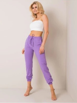 Zdjęcie produktu Spodnie dresowe ze ściągaczami liliowe BASIC FEEL GOOD