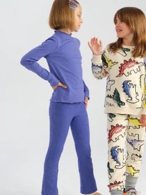 Zdjęcie produktu Spodnie flare dla dziewczynki - fioletowe w prążki - Limited Edition