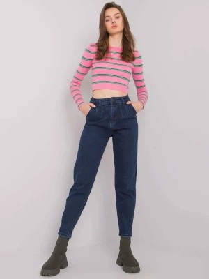 Zdjęcie produktu Spodnie jeans jeansowe ciemny niebieski mom guziki Merg