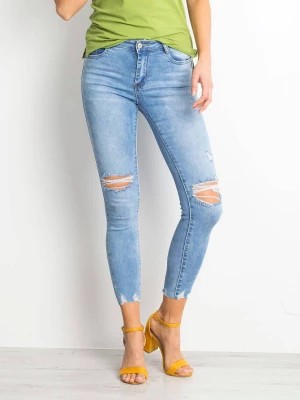 Zdjęcie produktu Spodnie jeans jeansowe niebieski casual rurki dziury Merg