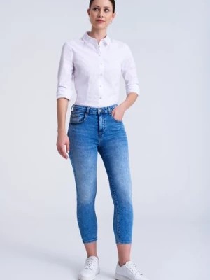 Zdjęcie produktu Spodnie jeansowe damskie rybaczki slim fit niebieskie Greenpoint