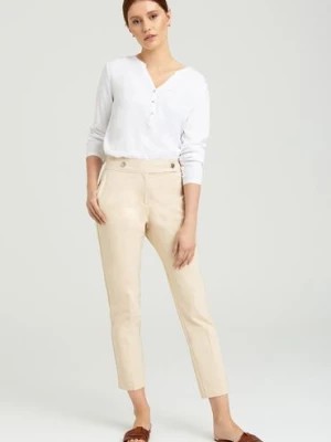 Zdjęcie produktu Spodnie klasyczne damskie ecru Greenpoint