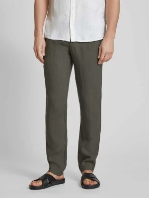 Zdjęcie produktu Spodnie lniane o kroju regular fit w jednolitym kolorze model ‘LOU’ Alberto