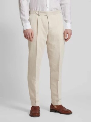 Zdjęcie produktu Spodnie lniane o kroju slim fit w kant model ‘Perin’ Boss