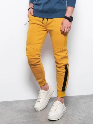 Zdjęcie produktu Spodnie męskie dresowe z przeszyciami - żółte V7 OM-PASK-0137
 -                                    XL