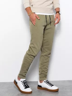 Zdjęcie produktu Spodnie męskie dresowe bez ściągacza na nogawce - khaki V1 P946
 -                                    M