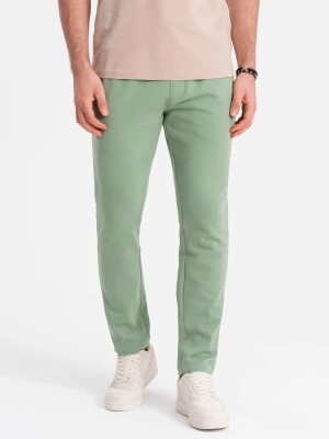 Zdjęcie produktu Spodnie męskie dresowe z nogawką bez ściągacza - zielone V3 OM-PABS-0206
 -                                    M