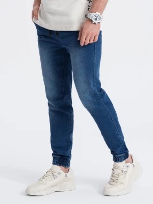 Zdjęcie produktu Spodnie męskie jeansowe JOGGER SLIM FIT - ciemnoniebieskie V3 OM-PADJ-0134
 -                                    XL