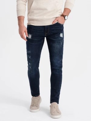 Zdjęcie produktu Spodnie męskie jeansowe SKINNY FIT - ciemnoniebieskie P1060
 -                                    M