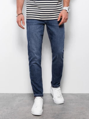 Zdjęcie produktu Spodnie męskie jeansowe z przetarciami REGULAR FIT - ciemnoniebieskie V4 OM-PADP-0102
 -                                    L