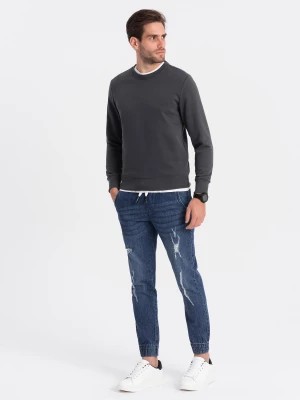 Zdjęcie produktu Spodnie męskie JOGGERY jeansowe z przetarciami - niebieskie V3 OM-PADJ-0150
 -                                    L