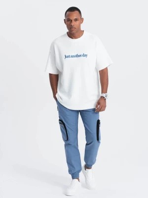 Zdjęcie produktu Spodnie męskie JOGGERY z odstającymi i zapinanymi kieszeniami cargo - niebieskie V7 OM-PAJO-0135
 -                                    XL