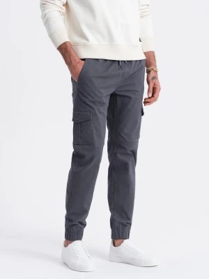 Zdjęcie produktu Spodnie męskie JOGGERY z zapinanymi kieszeniami cargo - grafitowe V3 OM-PAJO-0123
 -                                    XL