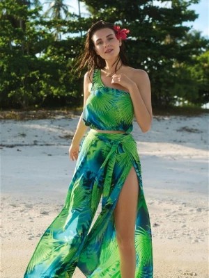Zdjęcie produktu Spodnie plażowe kuloty w tropikalny print Cuban Night Poupee Marilyn