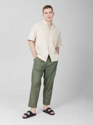 Zdjęcie produktu Spodnie tkaninowe z lnem męskie - khaki OUTHORN