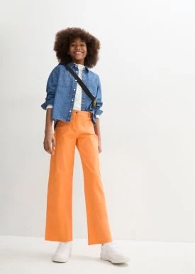 Zdjęcie produktu Spodnie twillowe dziewczęce z szerokimi nogawkami bonprix