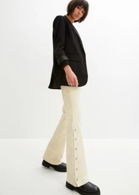 Zdjęcie produktu Spodnie twillowe z paskiem i plisą guzikową z boku (2 części) bonprix